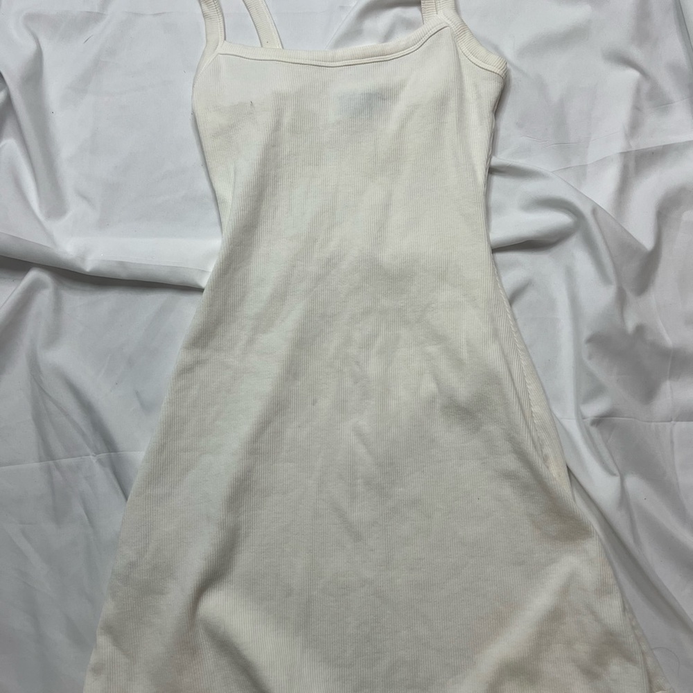 White Fox Boutique Cream Ribbed Midi Dress